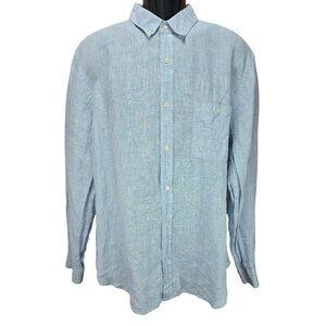 7 For All Mankind Mens Linen Button-Up Long Sleeve Casual Lightweight Shirt XL